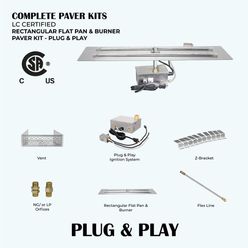 Complete Paver Kit - Rectangular w/ Standard SS Burner - 110V Electronic Ignition Complete Paver Kit - Rectangular w/ Standard SS Burner - 110V Electronic Ignition