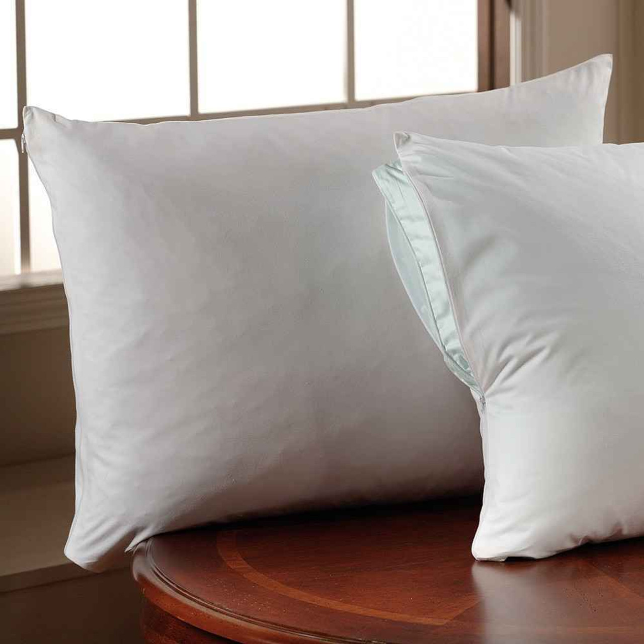 100% Cotton Zippered Pillow Protector, 2 Pack, Standard/Queen, White, 2  Count