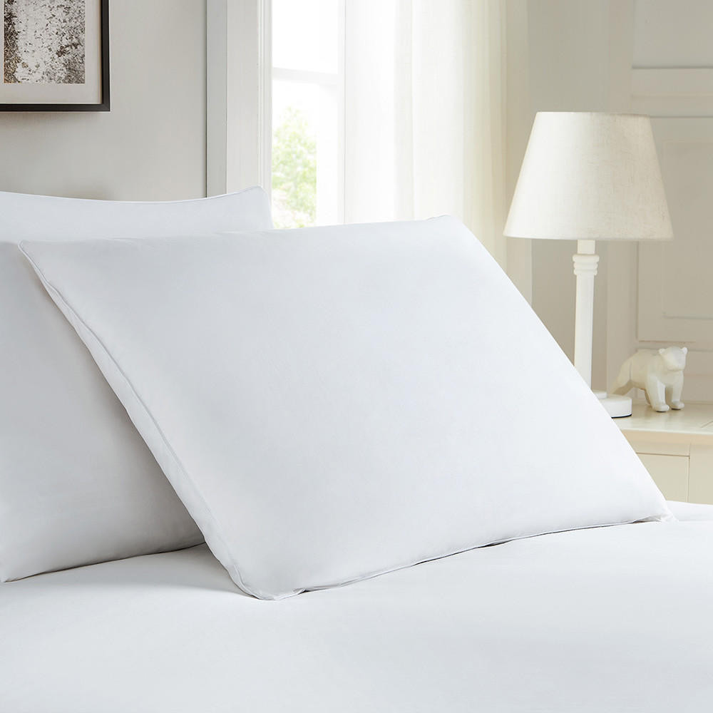 Pack of 2 White Feather Down 4-Layer Bed Pillows for Side & Back