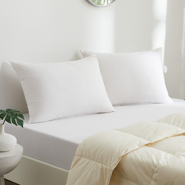 DOWNLITE® Pair Of Luxury Bridal Pillows - 800 FP White Goose Down - German Milled Fabric (Hypoallergenic + RDS)