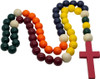 Colorful Faith: Handcrafted Wooden Rosary with Rainbow Beads for Wall or Prayer
