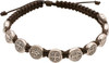 Brown Woven Saint Benedict Medal Bracelet with Silver-Tone Beads – Patron Saint of Students and Europe