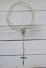 Crystal Clear Rosary Beads with Madonna and Child Centerpiece