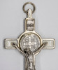 Silver-Tone St. Benedict Crucifix Pendant with White Enamel
