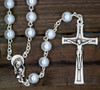 White Rosary with Plastic Beads