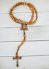 Corded Olive Wood Rosary with Miraculous Medal Center Piece