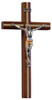 Dark Brown Wall Crucifix with Silver-Tone Corpus and Gold-Tone Inlays
