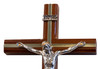 Dark Brown Wall Crucifix with Silver-Tone Corpus and Gold-Tone Inlays