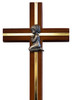 Praying Boy or Girl Cross with Dark Wood and Gold-Tone Inlay