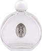 4" x 3.5" Round Glass Holy Water Bottle with Miraculous Medal