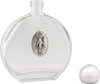 4" x 3.5" Round Glass Holy Water Bottle with Miraculous Medal