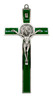 8.75" Silver-Tone St. Benedict Crucifix with Colored Enamel Inlays