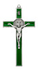 5.25" Silver-Tone St. Benedict Crucifix with Colored Enamel Inlays