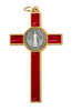 3" Gold-Tone St. Benedict Crucifix Pendant with Colored Enamel Inlays