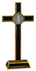 8" Standing St. Benedict Crucifix with Metal Trim and Black Enamel Inlays