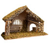 Nativity Creche Stable | 12" Tall and 19" Wide | 2 Styles | Realistic Moss Hay Wood and Fabric | Made in Italy (Saw and Sticks)