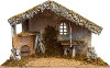 Haystack and Fireplace Nativity Creche Stable | 12" Tall and 19" Wide | Realistic Moss Hay Wood and Fabric | Made in Italy