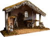 Haystack and Fireplace Nativity Creche Stable | 12" Tall and 19" Wide | Realistic Moss Hay Wood and Fabric | Made in Italy