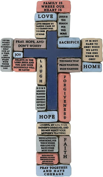 Inspirational Resin Wall Cross | Encouraging and Comforting Words about Families