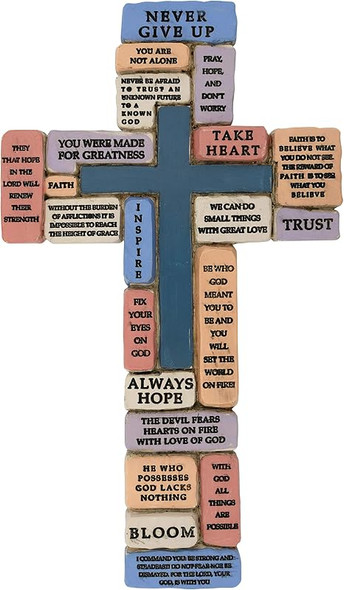 Inspirational Resin Wall Cross | Encouraging and Comforting Words and Phrases