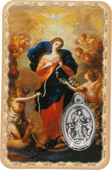 Our Lady, Undoer of Knots Devotional Card – Silver Medal Included | Catholic Keepsake