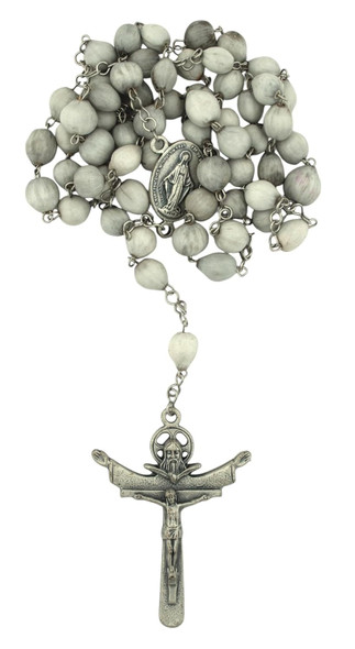 Job’s Tears Devotional Rosary – Italian-Made with Antique Silver Trinity Crucifix
