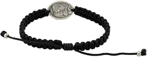 Saint Joseph & Holy Family Adjustable Black Woven Bracelet – Durable Catholic Jewelry for First Communion & Confirmation
