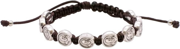 Saint Padre Pio Adjustable Brown Woven Medal Bracelet – Patron Saint of Adolescents | Ideal Catholic Gift for First Communion & Confirmation
