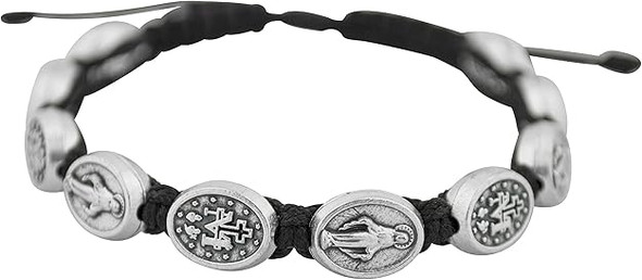 Good Shepherd Creations Adjustable Cord Bracelet with Miraculous Medals – Catholic Marian Devotional Jewelry – Religious Gift for Men, Women & Teens