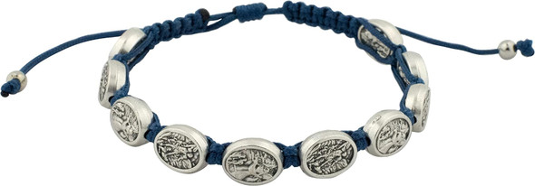 Blue Woven Cord Bracelet with Guardian Angel & Saint Michael Medals – Catholic Protection Jewelry – First Communion & Confirmation Gift
