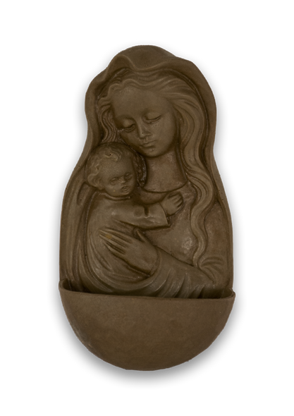 Resin Holy Water Font of Madonna with Child.