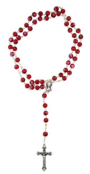 Red Glass Bead Rosary.