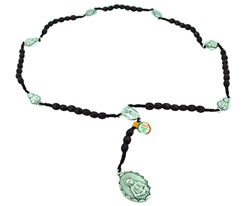 Our Lady of Sorrows Corded Rosary, Brown Wood Beads.