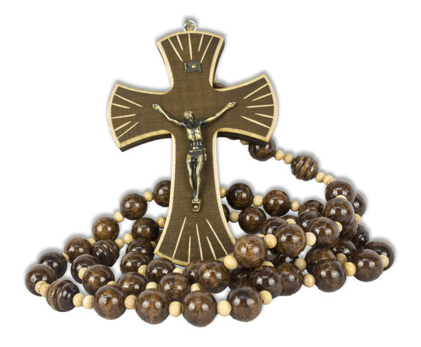 Wall Rosary with Corpus, Walnut Wood