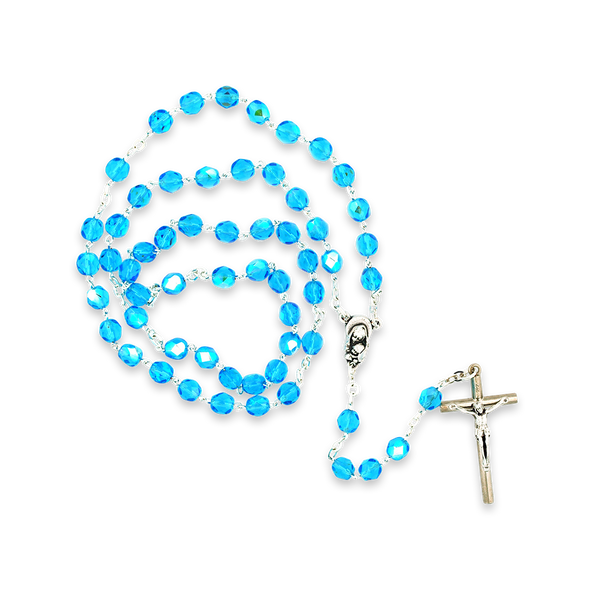 Crystal Aqua Blue Rosary Beads