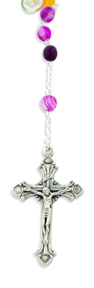 Magenta Catholic Rosary with Glass Beads