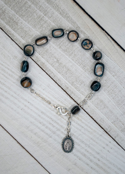 Catholic One Decade Rosary Bracelet with Natural Stone Beads