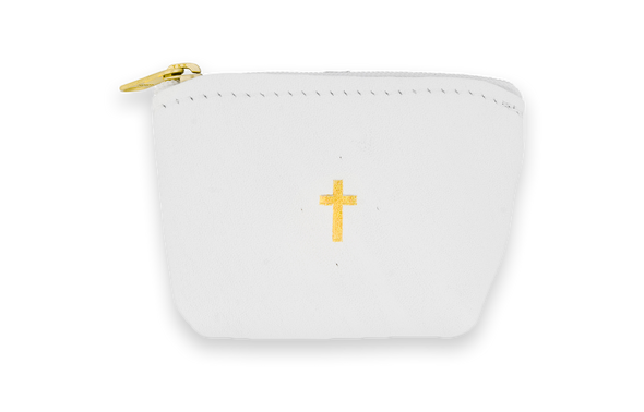 Leather Rosary Pouch (White)