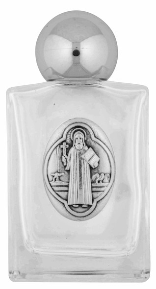 Glass Holy Water Bottle with St. Benedict Medal
