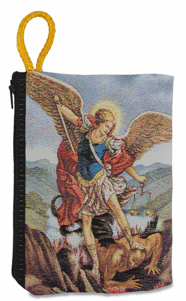 Large Tapestry Rosary Pouch with St. Michael Design