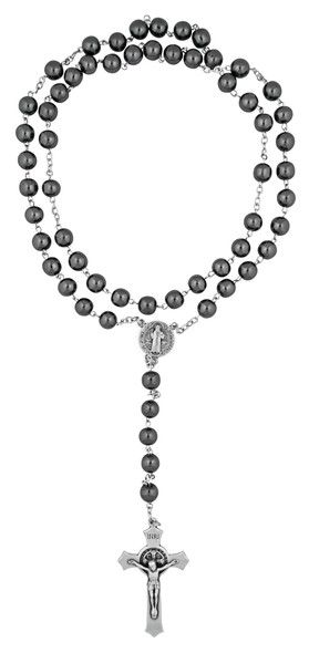 St. Benedict Rosary with Genuine Hematite Beads