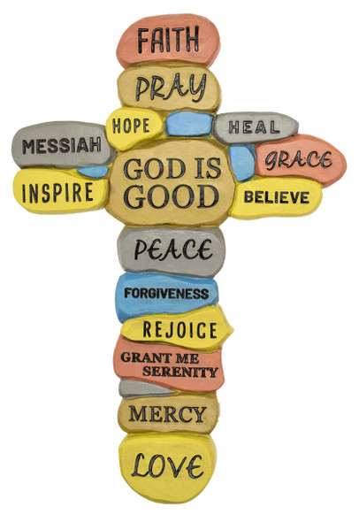 Resin "God is My Rock" Wall Cross with Inspirational Sayings