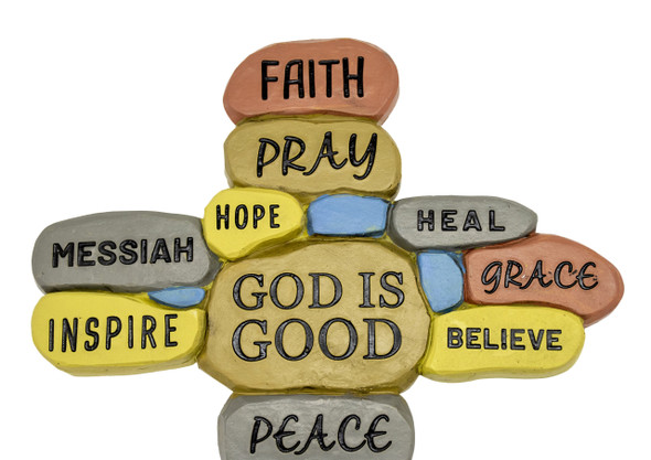 Resin "God is My Rock" Wall Cross with Inspirational Sayings