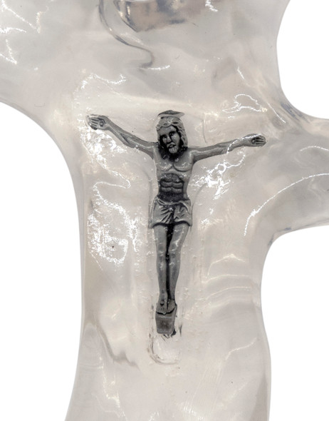 Living Water Clear Clinging Cross with Embedded Crucifix