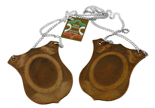 17" Genuine Leather Scapular with Traditional Brown Scapular Medals