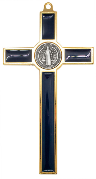 5.25" Gold-Tone St. Benedict Crucifix with Colored Enamel Inlays