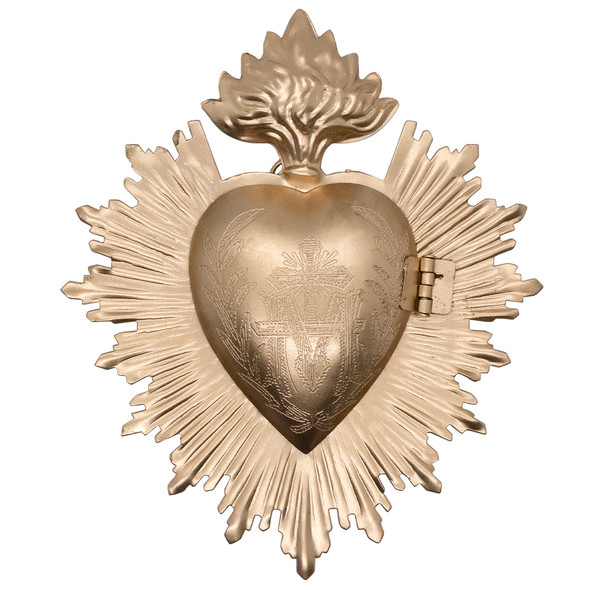Milagro Heart | Magnificent Sacred Heart | Home Décor | Catholic Trinket for Home | (Gold-Tone)