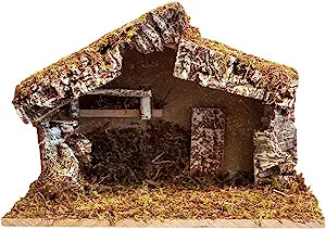 Village Nativity Stable Creche | 12" x 7" x 9" | Made in Italy