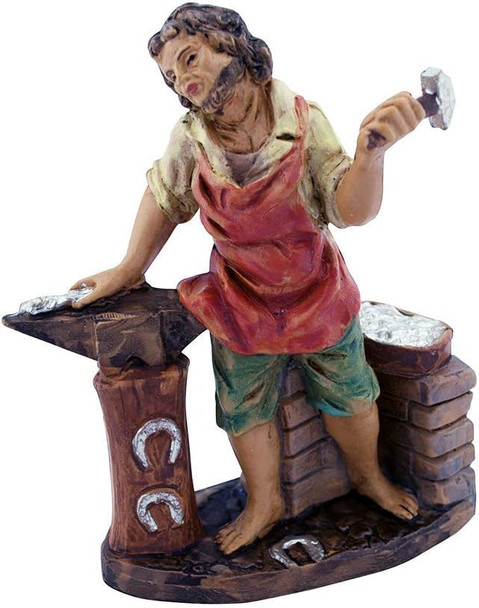 Blacksmith Making Horseshoes | 5" Christmas Nativity Collection - 36 Different Statues - Traditional Nativity Figures with New Merchants | Hand-Painted | Made in Italy