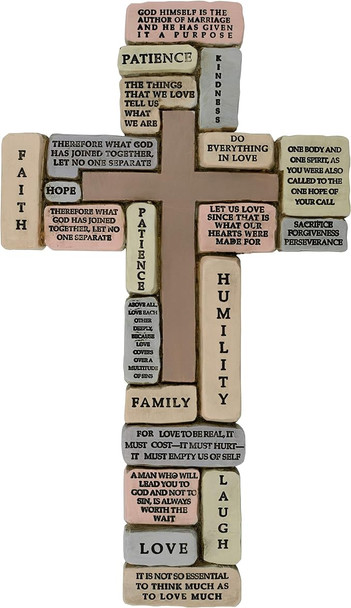 Inspirational Resin Wall Cross | Marriage & Family Theme